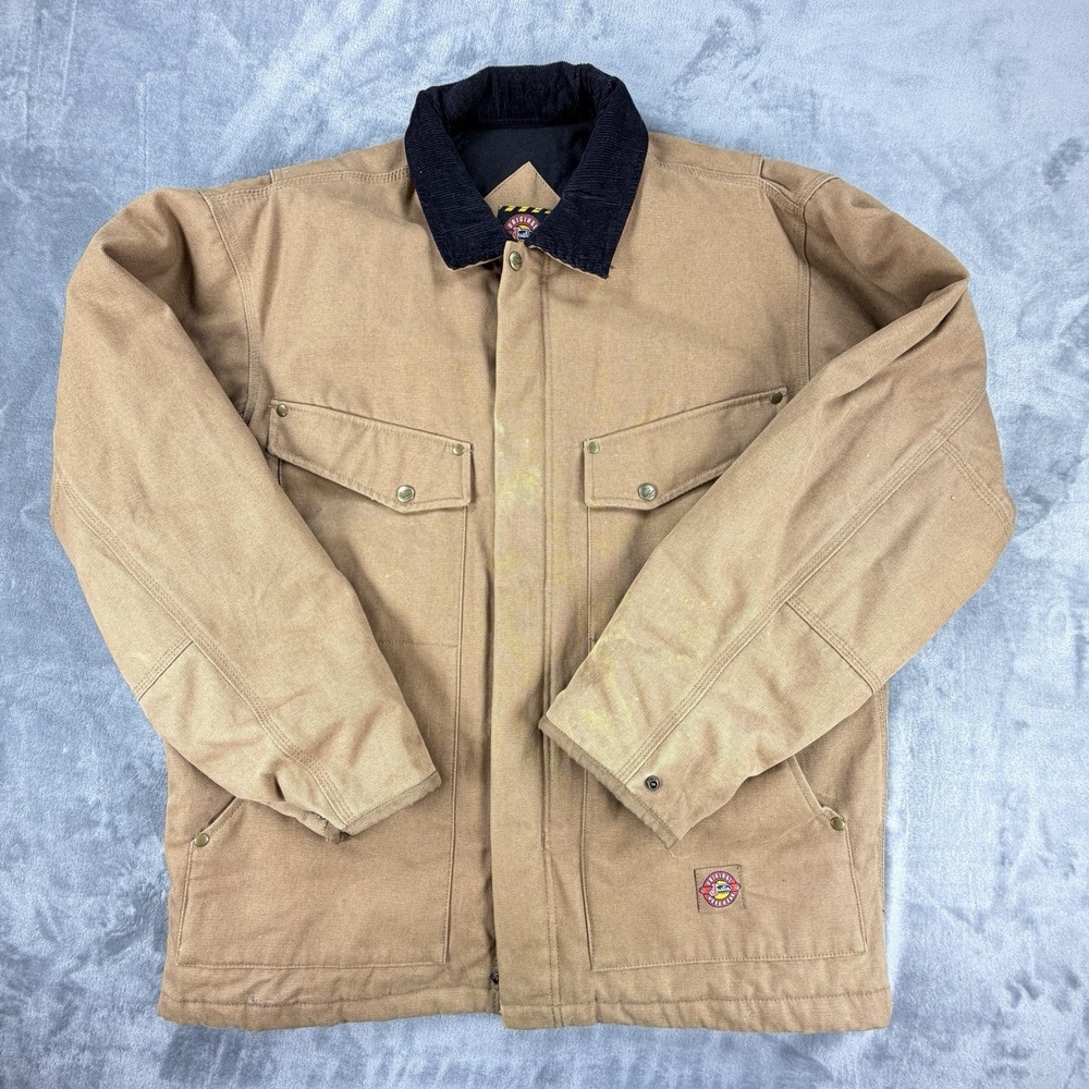 Justin Original Workwear Mens L Tan Canvas Chore Barn Jacket Quilted
